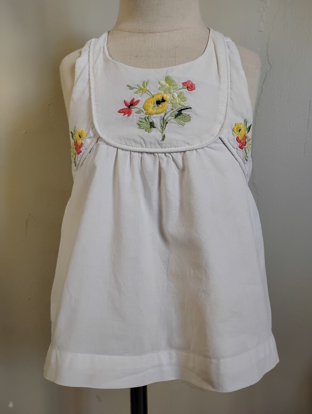 Janie Jack 18 24 2t Girl Baby Halter Top Embroidered Floral Orange Yellow Preppy